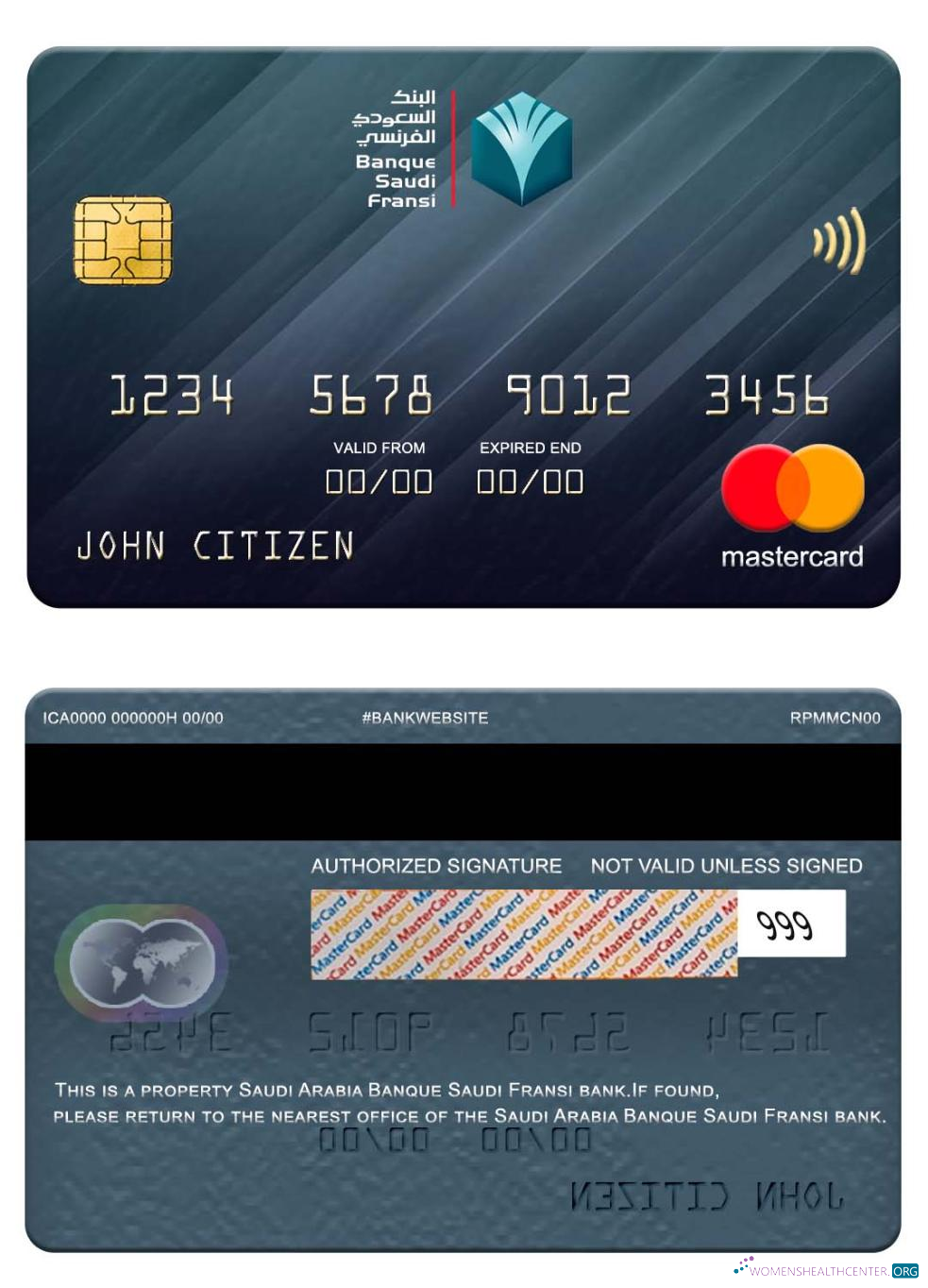 Download Saudi Arabia Banque Saudi Fransi bank mastercard Photoshop template